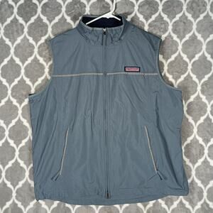 Vineyard Vines Vest Men Large Gray Full Zip Fleece Lined Reflective Walking